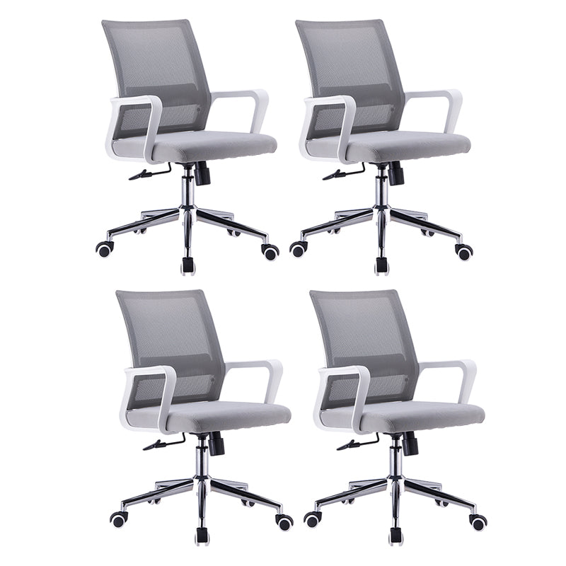 Modern Style Gray Chair Mid Back Fixed Arm Office Chair for Home