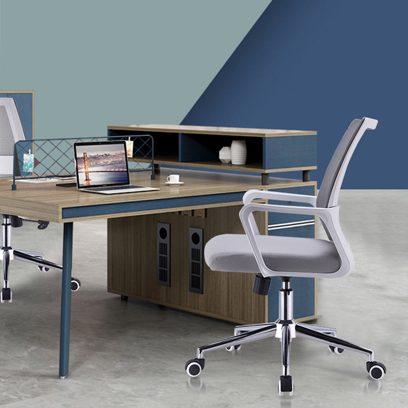 Modern Style Gray Chair Mid Back Fixed Arm Office Chair for Home