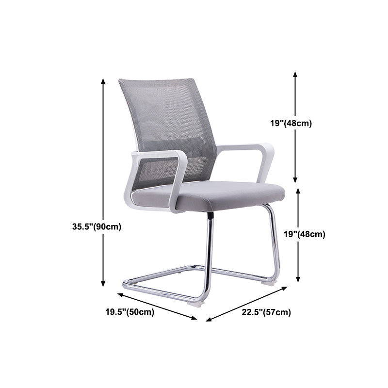 Modern Style Gray Chair Mid Back Fixed Arm Office Chair for Home