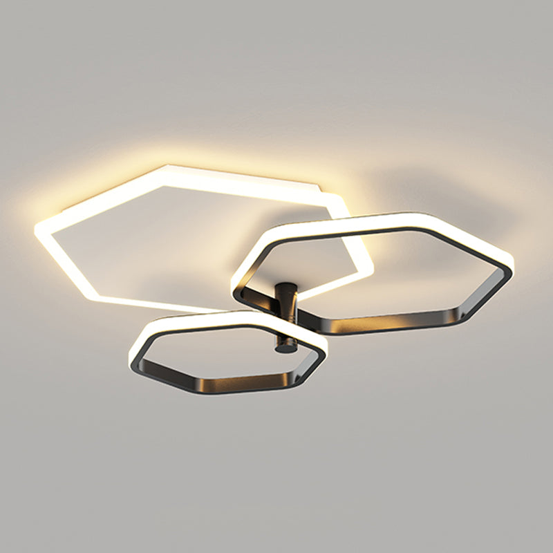 Metal Geometric Shape Flush Ceiling Light Modern 3 Lights Flush Ceiling Light Fixtures
