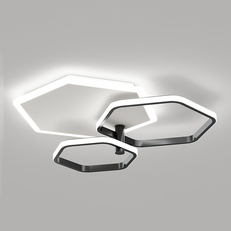 Metal Geometric Shape Flush Ceiling Light Modern 3 Lights Flush Ceiling Light Fixtures