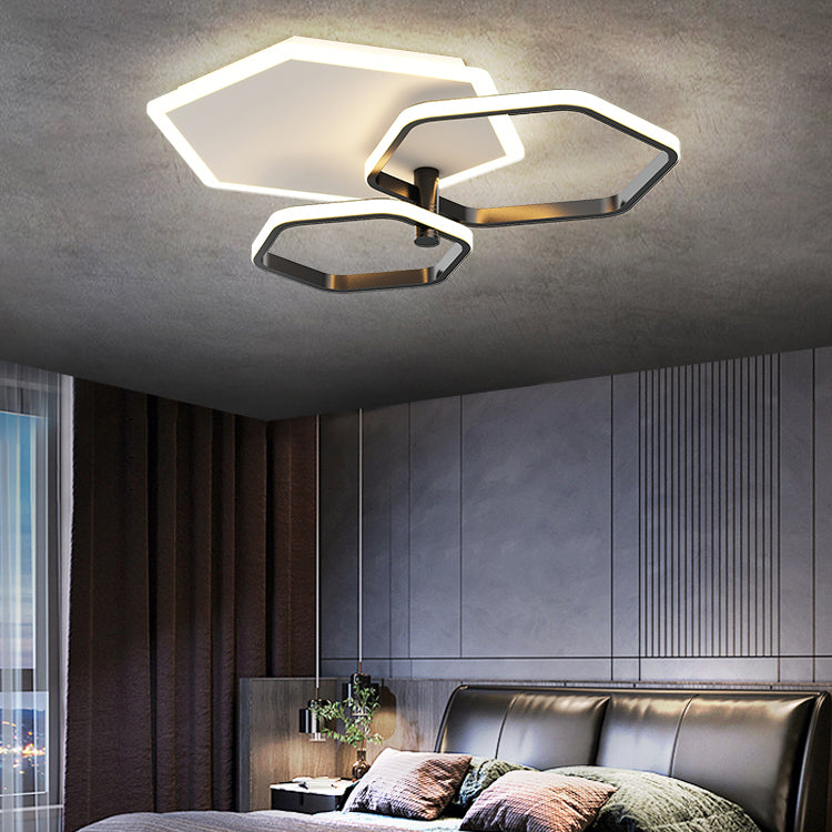 Metal Geometric Shape Flush Ceiling Light Modern 3 Lights Flush Ceiling Light Fixtures