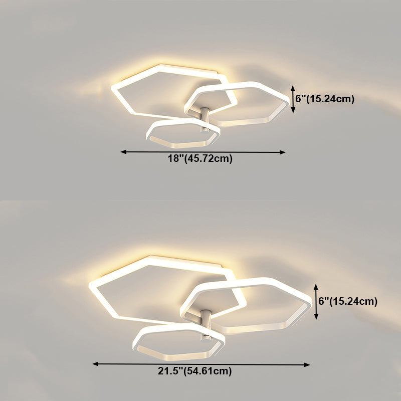 Metal Geometric Shape Flush Ceiling Light Modern 3 Lights Flush Ceiling Light Fixtures