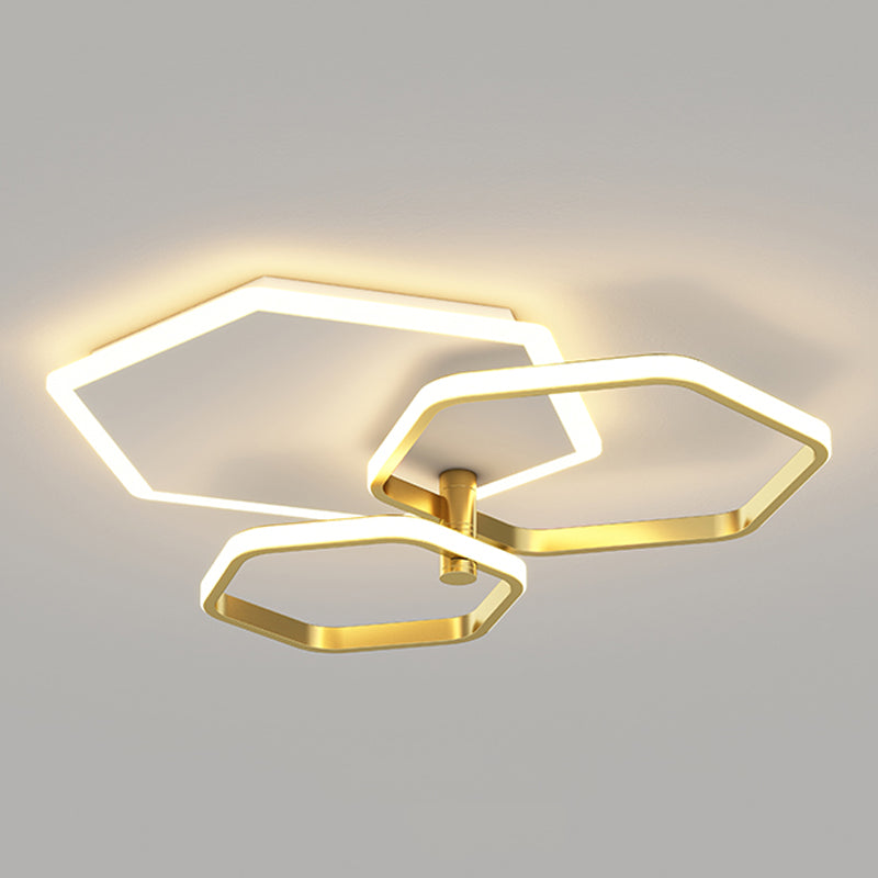 Metal Geometric Shape Flush Ceiling Light Modern 3 Lights Flush Ceiling Light Fixtures