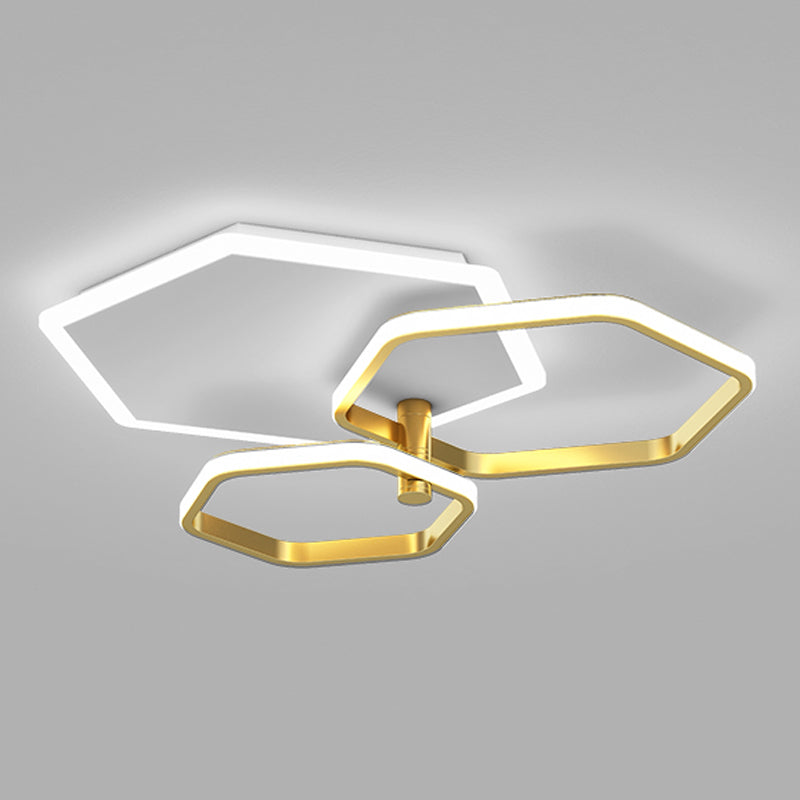 Metal Geometric Shape Flush Ceiling Light Modern 3 Lights Flush Ceiling Light Fixtures