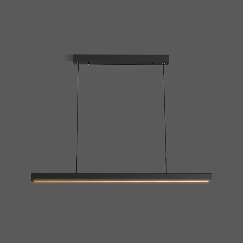 Black Metal Island Lights Modern Linear Restaurant LED Suspension Lamps with Acrylic Shade