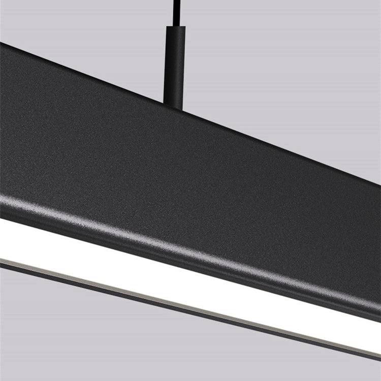 Black Metal Island Lights Modern Linear Restaurant LED Suspension Lamps with Acrylic Shade