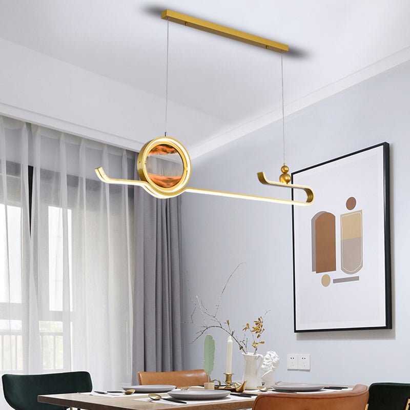 Modern Aluminum Island Light Fixtures Geometry 2-Light Restaurant LED Hanging Lamps