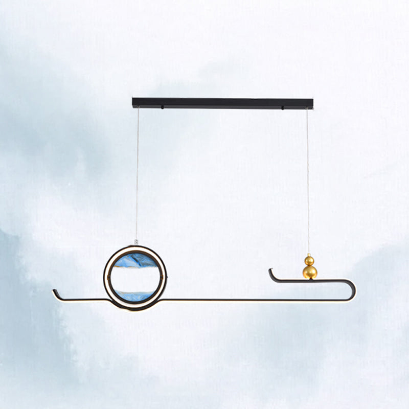 Modern Aluminum Island Light Fixtures Geometry 2-Light Restaurant LED Hanging Lamps
