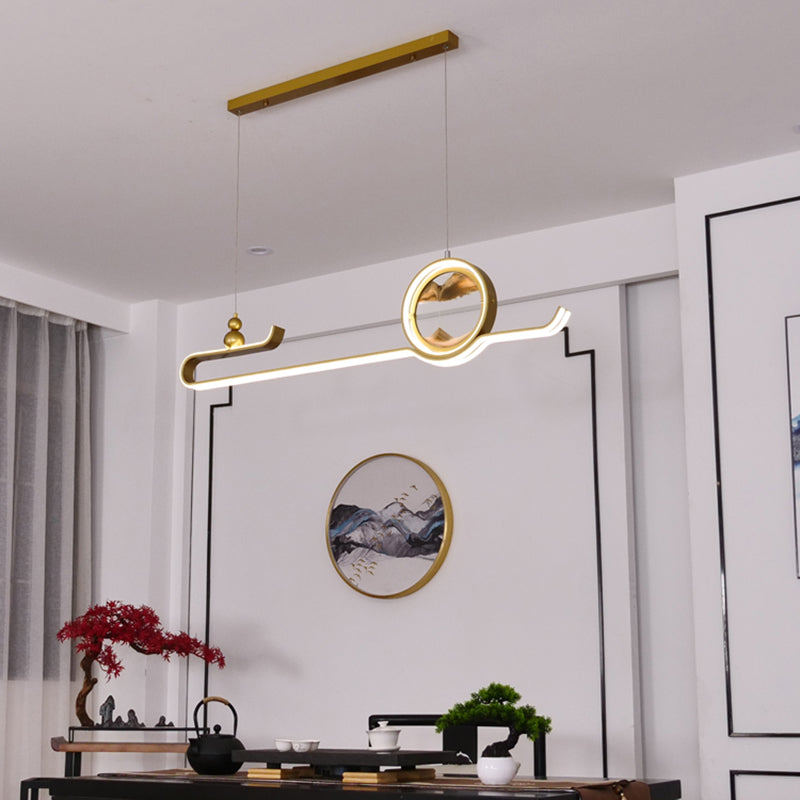 Modern Aluminum Island Light Fixtures Geometry 2-Light Restaurant LED Hanging Lamps