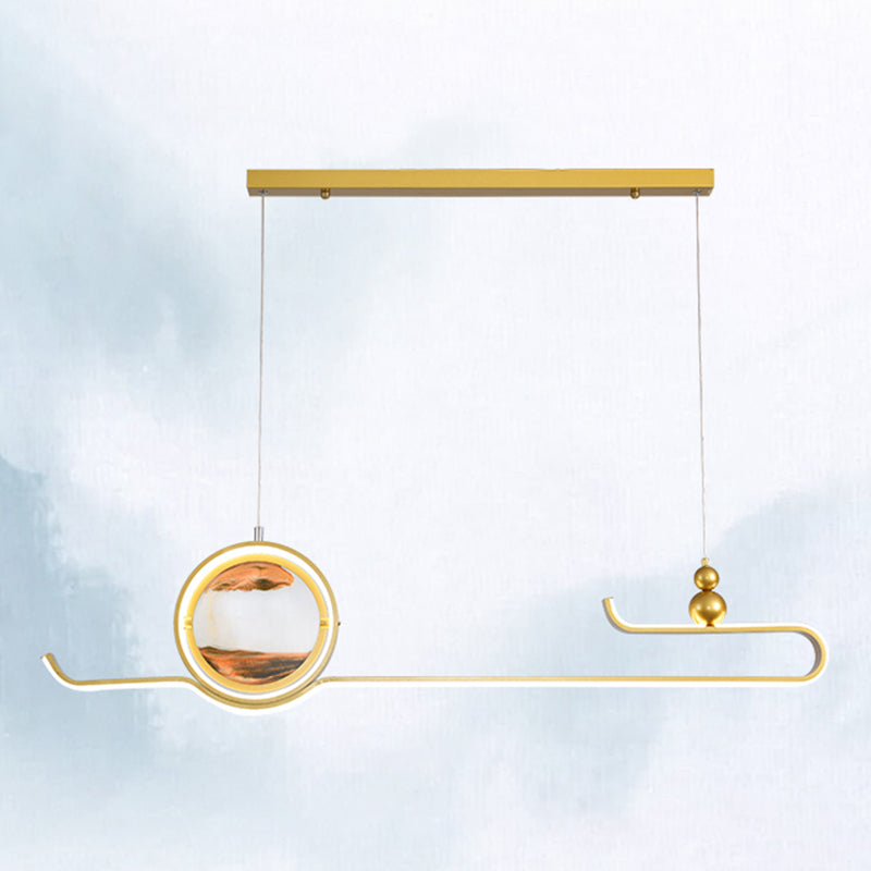 Modern Aluminum Island Light Fixtures Geometry 2-Light Restaurant LED Hanging Lamps