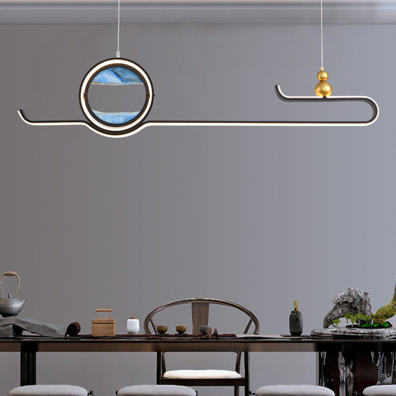 Modern Aluminum Island Light Fixtures Geometry 2-Light Restaurant LED Hanging Lamps