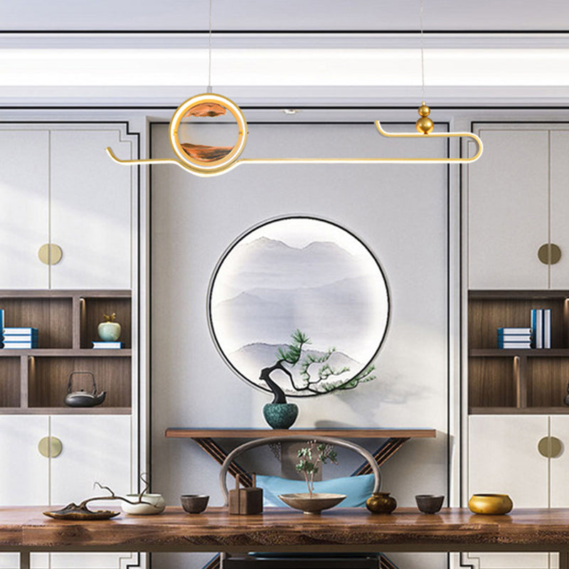 Modern Aluminum Island Light Fixtures Geometry 2-Light Restaurant LED Hanging Lamps