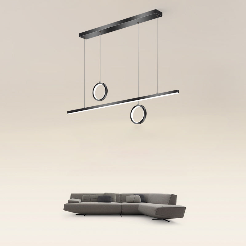 Linear Shape Island Lighting Ideas Modern Style Metal 3 Light Island Pendants in Black