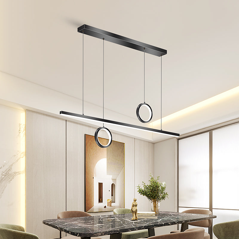 Linear Shape Island Lighting Ideas Modern Style Metal 3 Light Island Pendants in Black