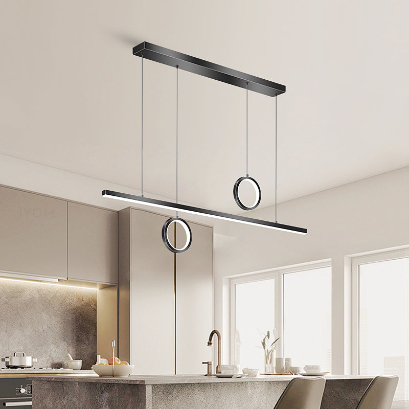 Linear Shape Island Lighting Ideas Modern Style Metal 3 Light Island Pendants in Black