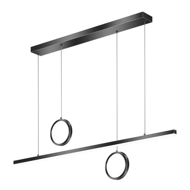 Linear Shape Island Lighting Ideas Modern Style Metal 3 Light Island Pendants in Black