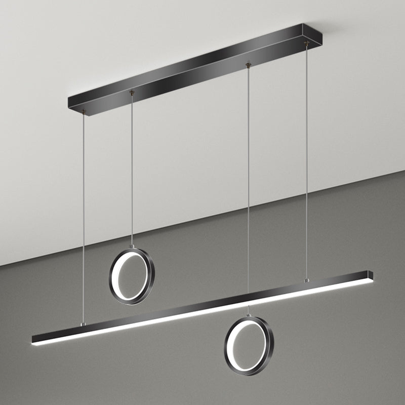 Linear Shape Island Lighting Ideas Modern Style Metal 3 Light Island Pendants in Black