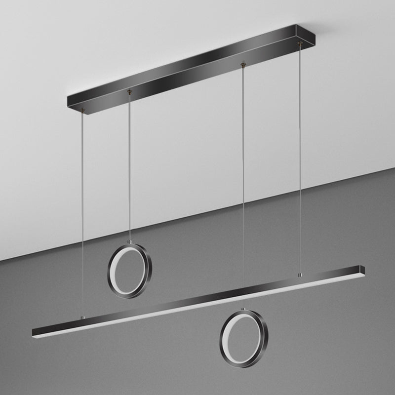 Linear Shape Island Lighting Ideas Modern Style Metal 3 Light Island Pendants in Black