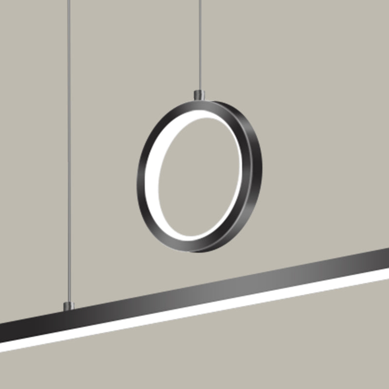 Linear Shape Island Lighting Ideas Modern Style Metal 3 Light Island Pendants in Black