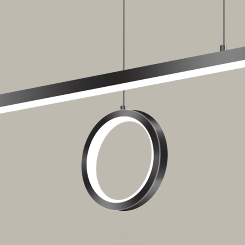 Linear Shape Island Lighting Ideas Modern Style Metal 3 Light Island Pendants in Black