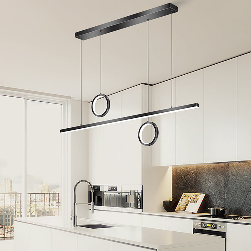 Linear Shape Island Lighting Ideas Modern Style Metal 3 Light Island Pendants in Black