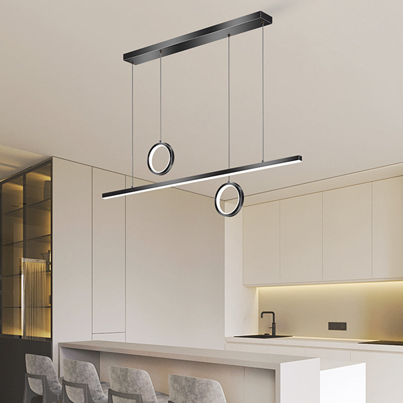 Linear Shape Island Lighting Ideas Modern Style Metal 3 Light Island Pendants in Black