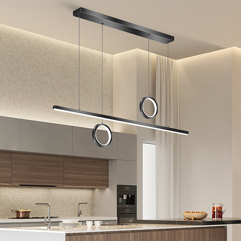 Linear Shape Island Lighting Ideas Modern Style Metal 3 Light Island Pendants in Black