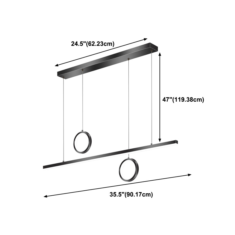 Linear Shape Island Lighting Ideas Modern Style Metal 3 Light Island Pendants in Black
