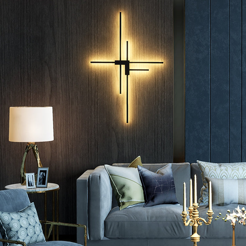 Postmodern Metal Black Wall Sconce Multi Light Led Wall Mounted Light for Bedroom