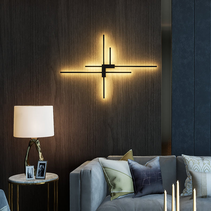 Postmodern Metal Black Wall Sconce Multi Light Led Wall Mounted Light for Bedroom