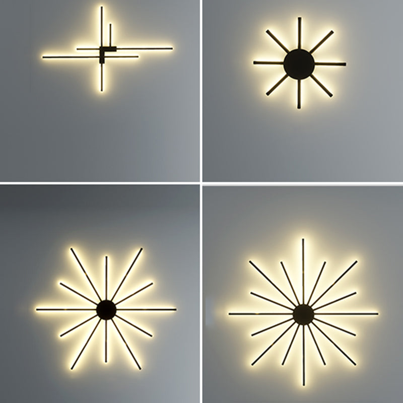 Postmodern Metal Black Wall Sconce Multi Light Led Wall Mounted Light for Bedroom