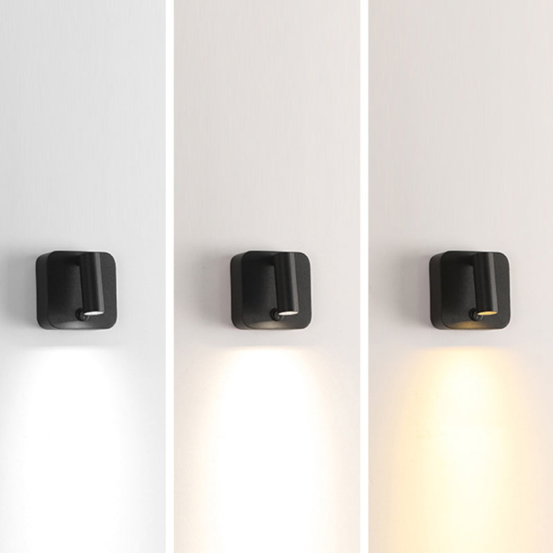 Modern Metal Wall Light Square 4" Wide Reading Wall Sconce with Switch for Bedroom