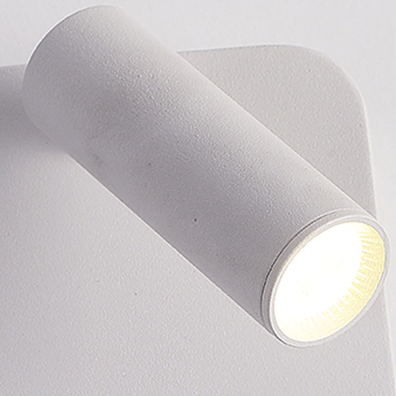 Modern Metal Wall Light Square 4" Wide Reading Wall Sconce with Switch for Bedroom