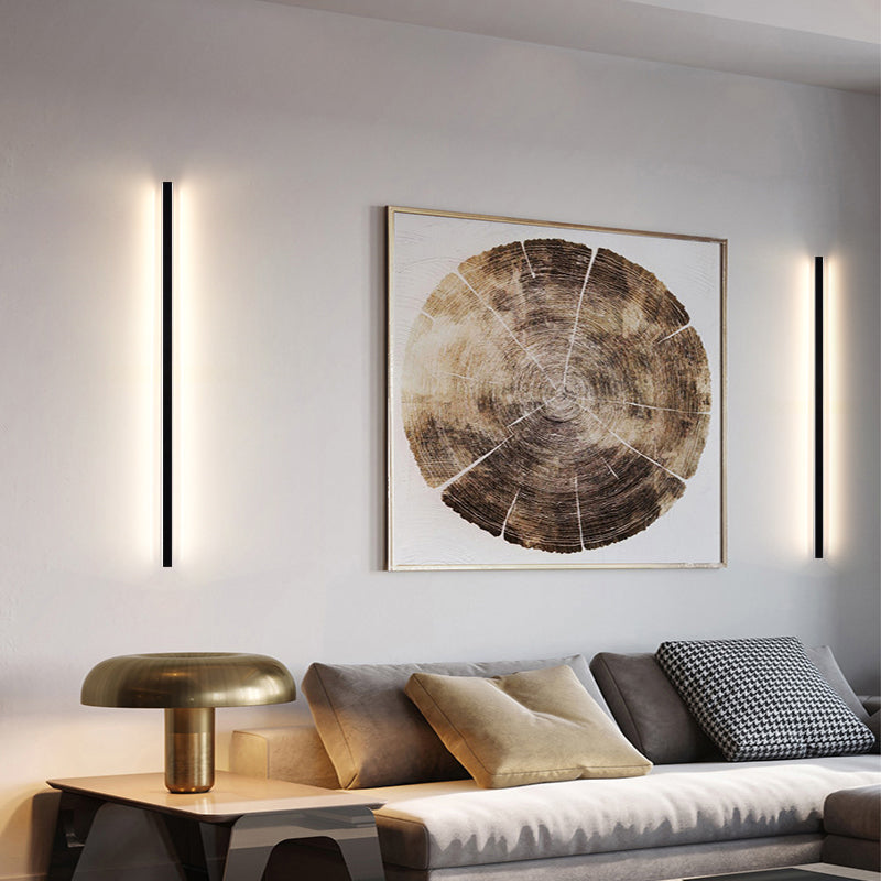 Linear Shade Metal Wall Sconce Modern Style 1 Light Wall Mounted Light in Black