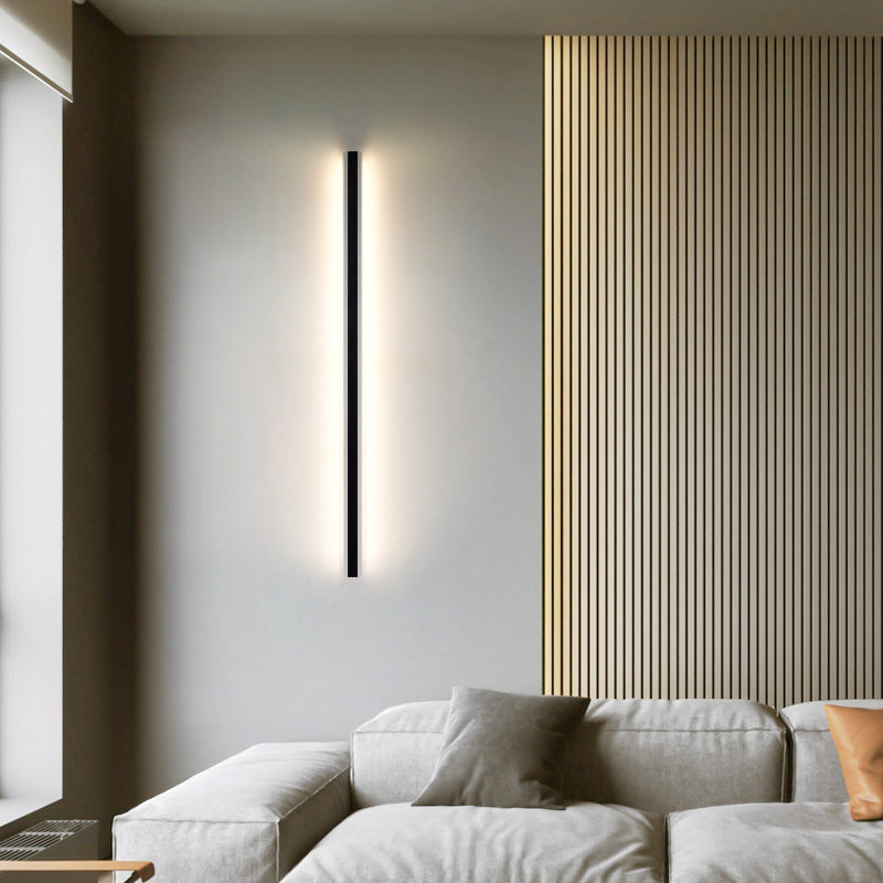 Linear Shade Metal Wall Sconce Modern Style 1 Light Wall Mounted Light in Black