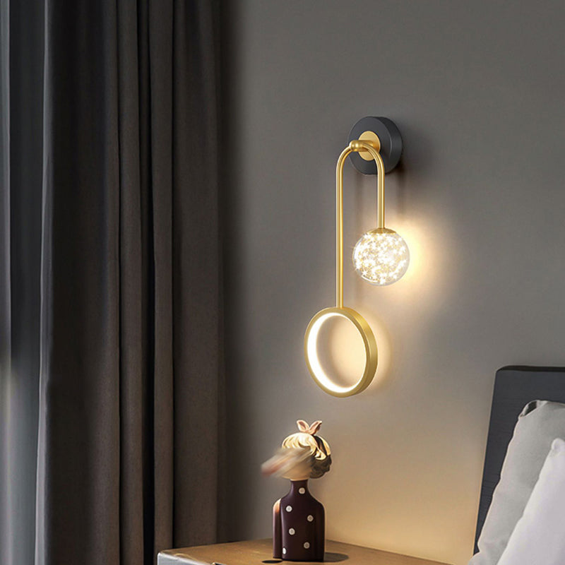 Modern Style Spherical Shape Wall Sconce Glass 2 Light Wall Lighting for Bedroom