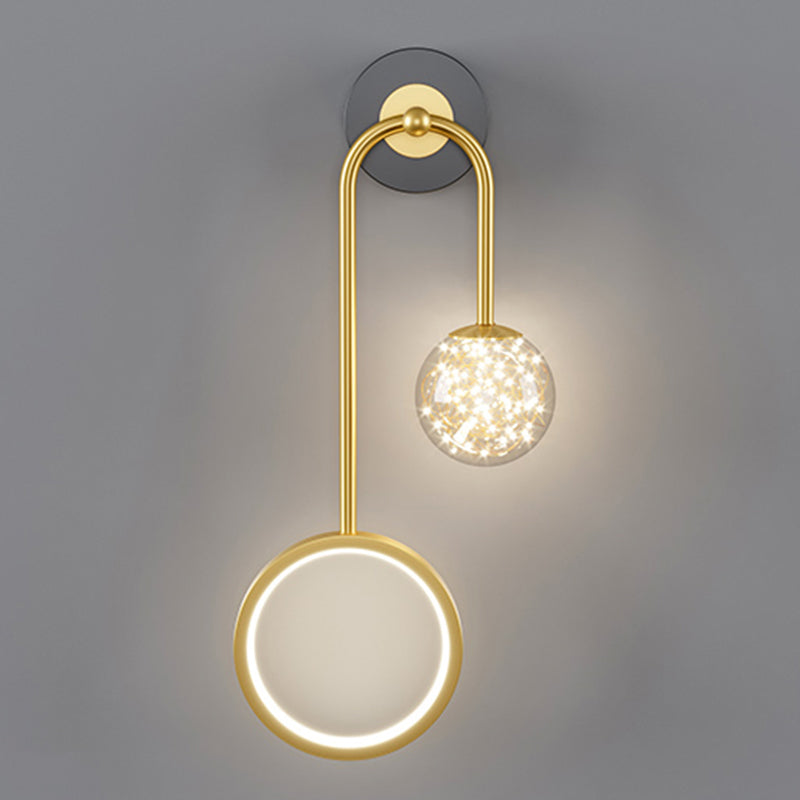 Modern Style Spherical Shape Wall Sconce Glass 2 Light Wall Lighting for Bedroom