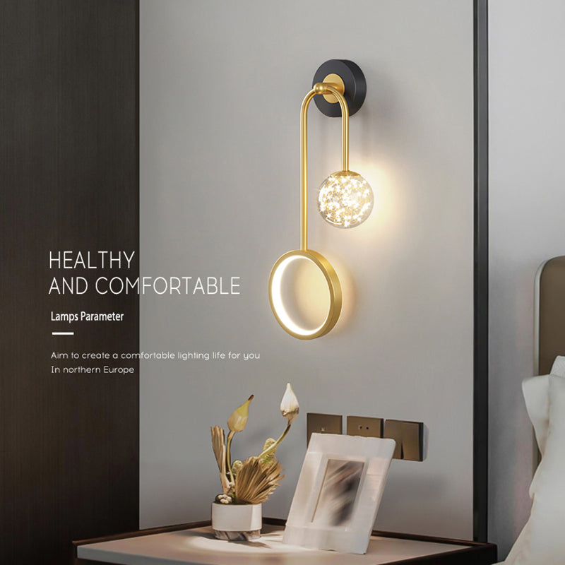 Modern Style Spherical Shape Wall Sconce Glass 2 Light Wall Lighting for Bedroom