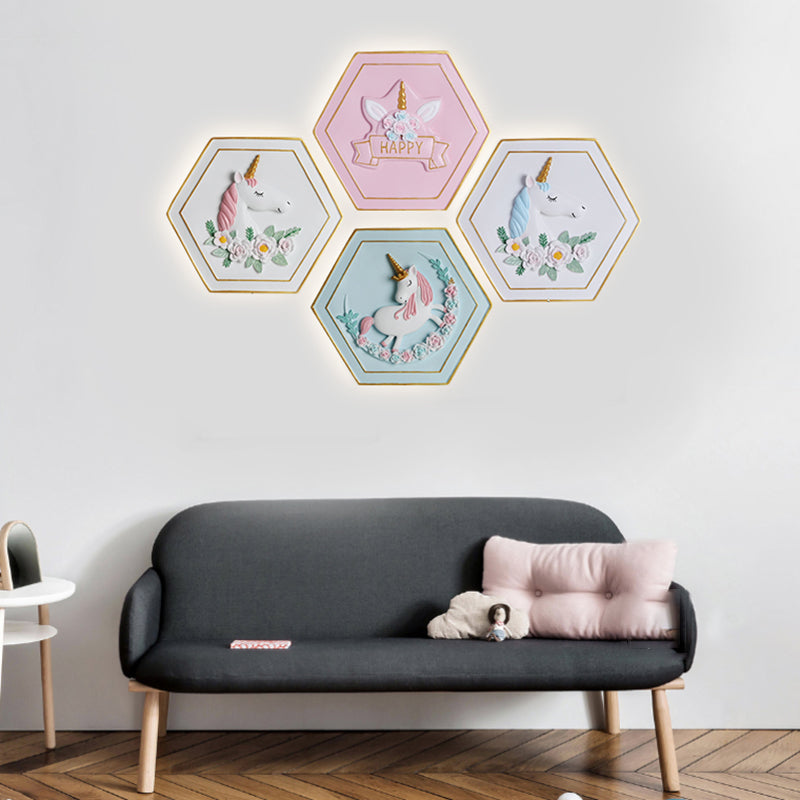 Modern Style Hexagonal Shape Wall Sconce Metal 1 Light Wall Lighting for Bedroom