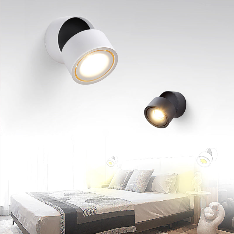 Modern Simple Aluminum Wall Light Cylinder Shape Rotatable Wall Lamp for Living Room