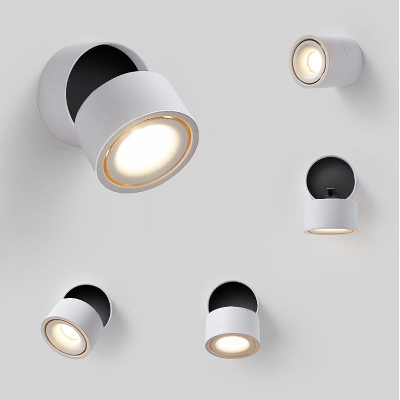 Modern Simple Aluminum Wall Light Cylinder Shape Rotatable Wall Lamp for Living Room