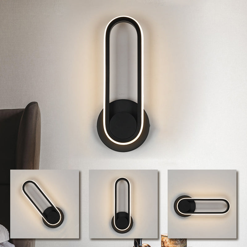 Modern Simple Iron Wall Light Ellipse Shape LED Rotatable Wall Lamp for Living Room