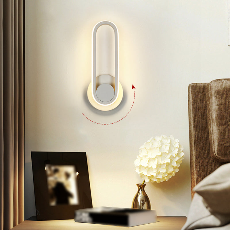 Modern Simple Iron Wall Light Ellipse Shape LED Rotatable Wall Lamp for Living Room