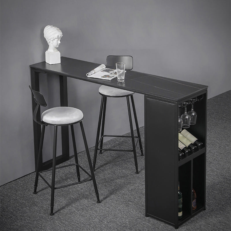 Industrial Style Rectangle Bar Table 42-inch Height Iron Pedestal Bistro Table