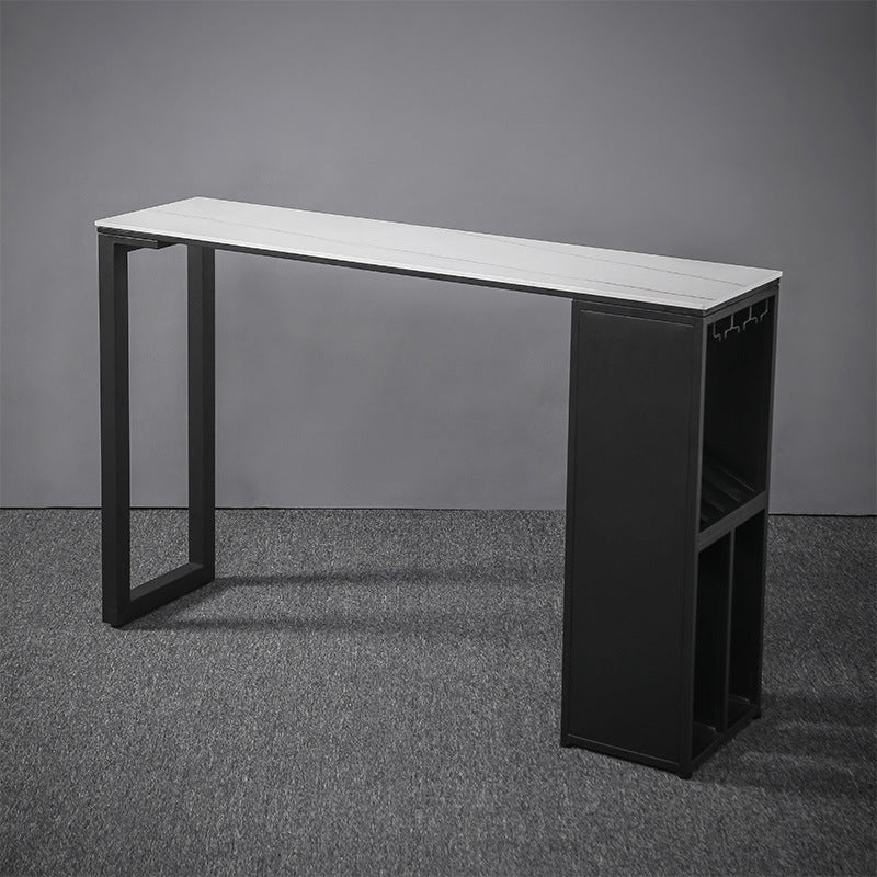 Industrial Style Rectangle Bar Table 42-inch Height Iron Pedestal Bistro Table