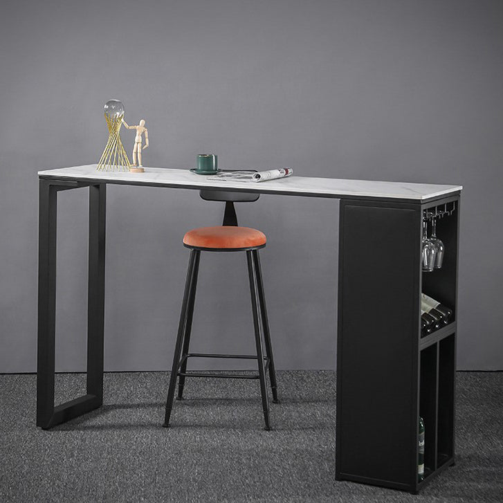 Industrial Style Rectangle Bar Table 42-inch Height Iron Pedestal Bistro Table