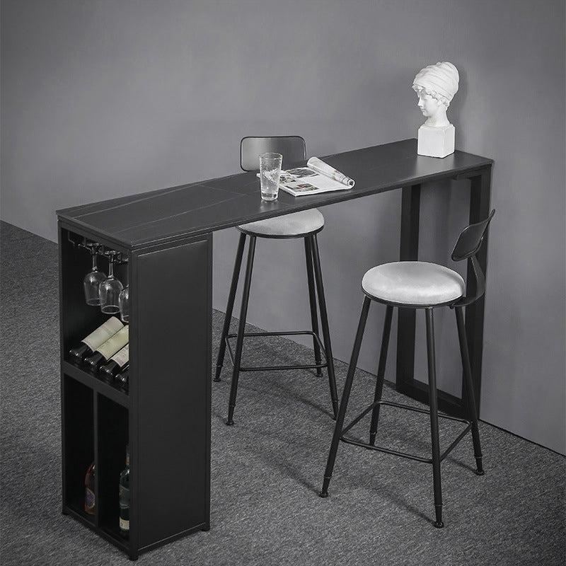 Industrial Style Rectangle Bar Table 42-inch Height Iron Pedestal Bistro Table