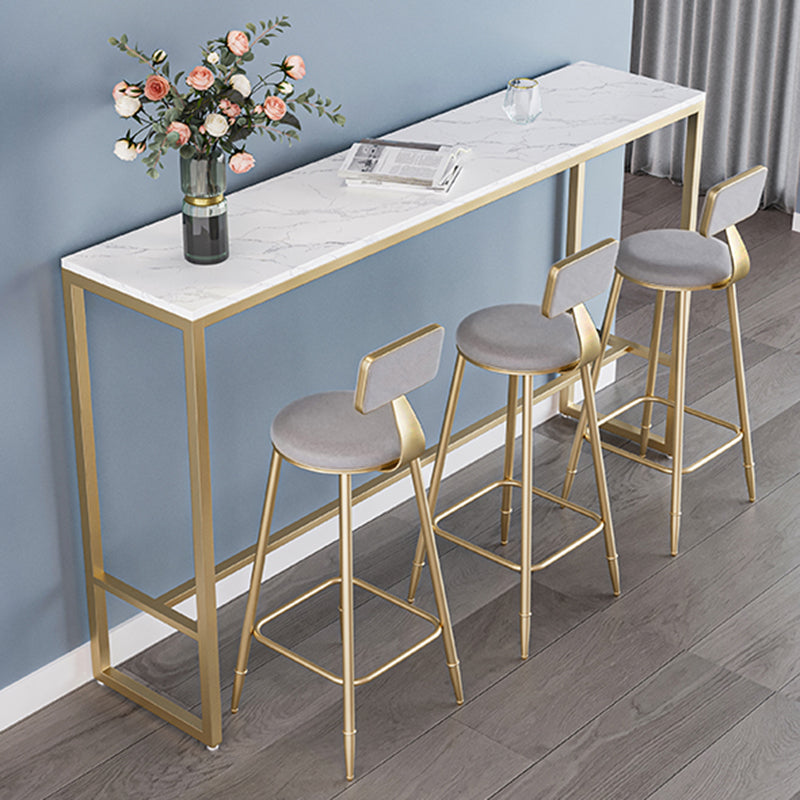 Stone Bar Dining Table Glam Rectangle Bar Table with Trestle for Milk Tea Shop