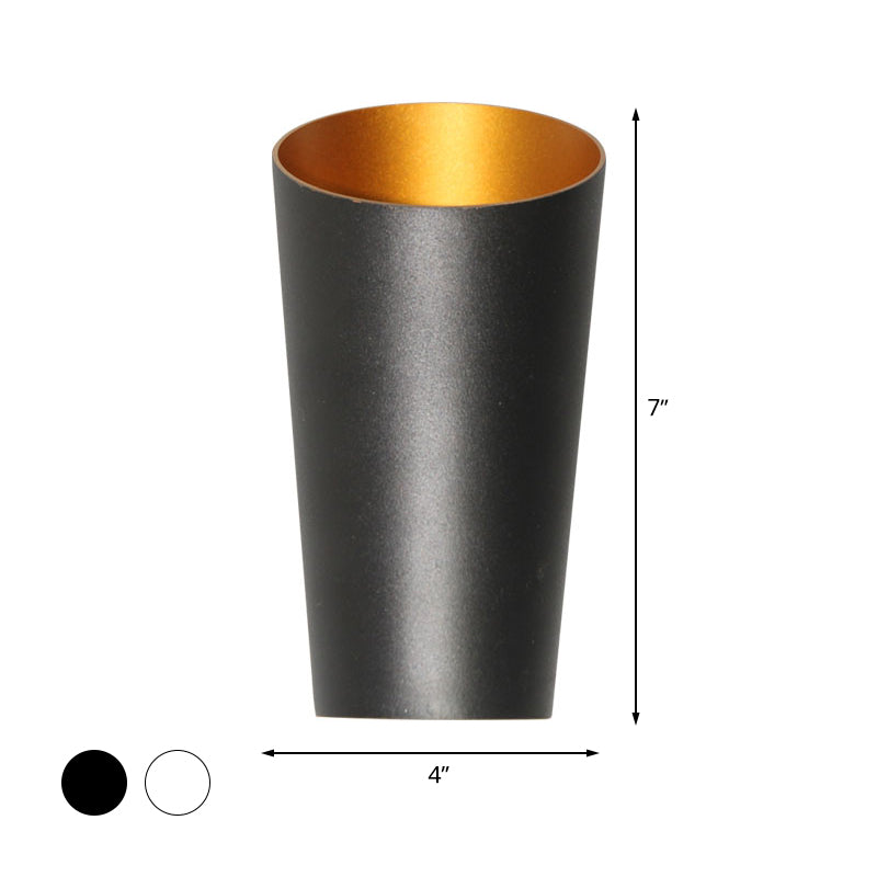 LED Bedside Sconce Light Fixture Modernism Black/White Finish Wall Lamp with Cylinder Aluminum Shade